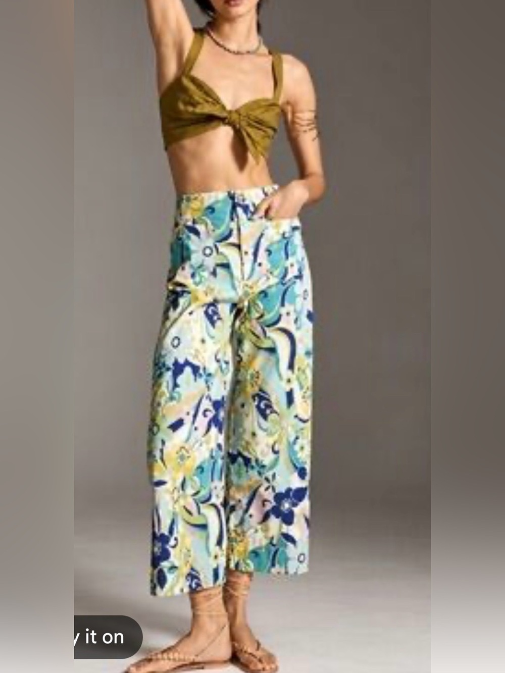 Anthropologie Maeve The Colette Cropped Wide-Leg Pants (Beachy Linen Edition) 30
